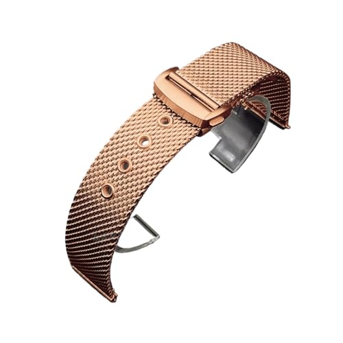 vazzic YingYou 20mm 22mm Mesh Edelstahl Uhrenarmband Kompatibel Mit Omega 007 For Seamaster 300 Armband Faltschließe Herren Business Stahl Metallarmband (Color : Rose Gold, Size : 22mm) von vazzic