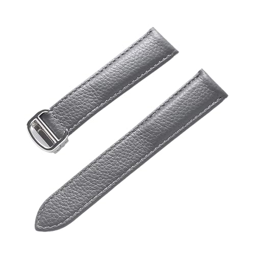 vazzic YingYou Gürtel Leder Uhrenarmband Litschi Weiches Leder Herrengürtel Damen Armbandersatz Kompatibel Mit Cartier Tank London Blue Uhrenzubehör(Color:Grey silver buckle,Size:15mm) von vazzic