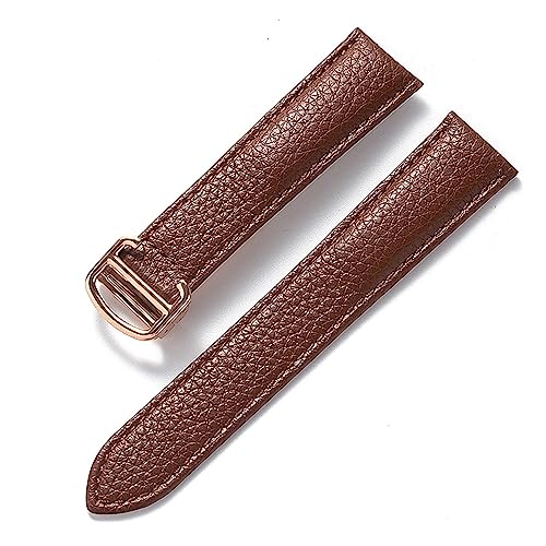 vazzic YingYou Kompatibel Mit Cartier Tank London Key Litchi Grain Soft Leather Leather Strap Herren Damen Faltschnalle Uhrenzubehör (Color : Dark brown rose, Size : 18mm) von vazzic