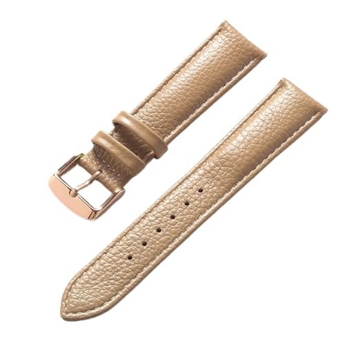 vazzic YingYou Litschi-Muster, Weiches Leder, Lederband, Herren, Damen, 16 Mm, 18 Mm, 20 Mm, 22 Mm, Uhrenarmband-Zubehör (Color : Beige rose, Size : 14mm) von vazzic