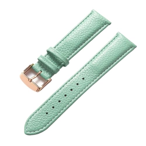 vazzic YingYou Litschi-Muster, Weiches Leder, Lederband, Herren, Damen, 16 Mm, 18 Mm, 20 Mm, 22 Mm, Uhrenarmband-Zubehör (Color : Light blue rose, Size : 15mm) von vazzic