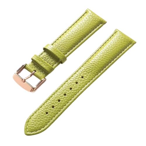 vazzic YingYou Litschi-Muster, Weiches Leder, Lederband, Herren, Damen, 16 Mm, 18 Mm, 20 Mm, 22 Mm, Uhrenarmband-Zubehör (Color : Light green rose, Size : 19mm) von vazzic