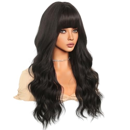 NatüRliche Schwarze 64-Cm-PerüCke für Frauen, Langes Lockiges Haar, GroßE Welle, Lockiges Haar, Ganzes Oberteil, Voller Kopf, Set, NatüRliche PerüCke von vdha