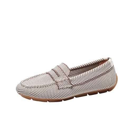 Damen Flache Slip-On Mode LäSsig Schuhe Frauen Leder Bootsschuhe Pantoffeln GeschäFtlich Penny GemüTlich Slippers, Flache Geschlossene BeiläUfig Arbeit Schuhe | Slipper Sommer Halbschuhe von vejtmcc