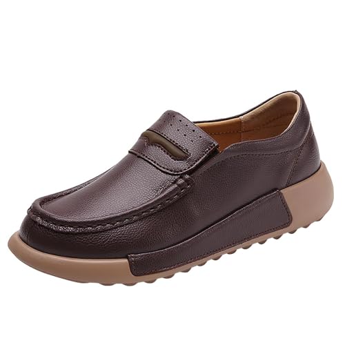 Damen Kinder Bootsschuhe Segelschuhe Mokassins Aus Seahorse GeöLt Leder Classic Docksides Gummisohle SchnüRsenkel Ahren Sandalen, Erbsenschuhe Casual Walking Schuhe Turnschuhe, Braun von vejtmcc