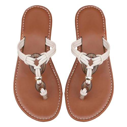 Damen LäSsige Zehenstegsandale Mit KnöChelriemen Flip Flops Sommer Peep Toe Hausschuhe Keil Pantoffeln, Plateau Pantoffeln Freizeit | Strandschuhe Strand & Outdoor Frauen Keilsandalen von vejtmcc