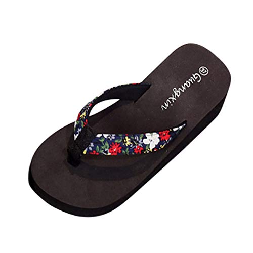 Damen Pantoletten Bedruckte Clogs Sandalen Plateau Bequeme - Kork Strand Sommerschuhe Comfort & Leicht Flip Flops Flache Schuhe Ergonomisches Wechsel-FußBett Mit Weichem Fersenpolster von vejtmcc