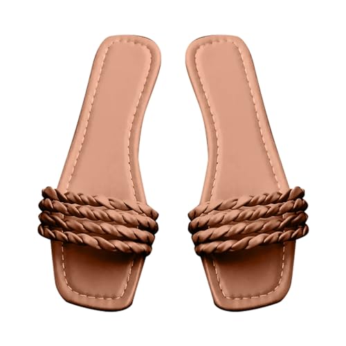 Damen Pantoletten Hausschuhe Sportliche Zehentrenner Eckigen Zehen Schlappen Mit Verstellbarer Rieme Sandalen Weich Sandalen - Schlappen Slides Clogs - OrthopäDische GrüN Hausschuhe von vejtmcc