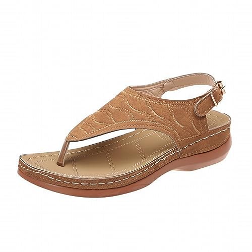 Keilsandaletten Damen OrthopäDische Sandalen Sommer Peep Toe Hausschuhe, AushöHlen Flip Flop Mit FußGewöLbestüTze, Freizeit, Plateau Strandsandaletten | Keilabsatz Sandals Leder Sandalen von vejtmcc