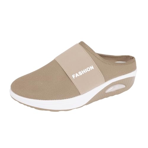 OrthopäDische Schuhe Damen Air Cushion Slip On Clogs Weiche Hausschuhe Rot Pantoletten Mesh Sabot Mit OrthopäDisch, Luftkissen Atmungsaktiv Plateau - Freizeit Sandalen Slipper von vejtmcc