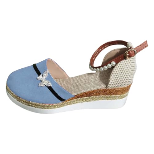 Sandalen Damen Mit Absatz,Damen Ballerinas Elegant Absatz Flache Schuhe Hochzeit Geschlossene Sandalen Mit Strass Perlen, Frauen Loafer Slipper Riemchensandalen, OrthopäDische Wanderschuhe von vejtmcc