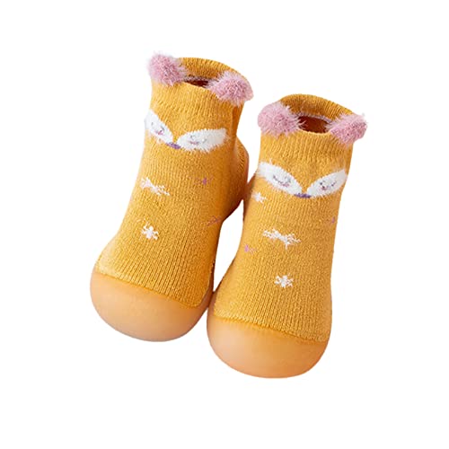 vejtmcc Baby Mädchen Tier Cartoon Socken Schuhe Kleinkind Fleece WarmThe Floor Socken Rutschfeste Prewalker Schuhe Badeschuhe 31 (Orange, 21 Infant) von vejtmcc