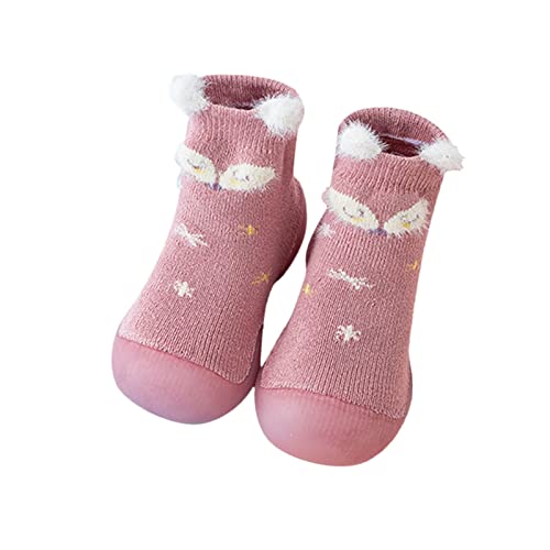 vejtmcc Baby Mädchen Tier Cartoon Socken Schuhe Kleinkind Fleece WarmThe Floor Socken Rutschfeste Prewalker Schuhe Badeschuhe 31 (Pink, 23 Toddler) von vejtmcc