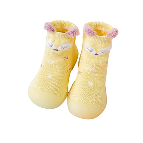 vejtmcc Baby Mädchen Tier Cartoon Socken Schuhe Kleinkind Fleece WarmThe Floor Socken Rutschfeste Prewalker Schuhe Badeschuhe 31 (Yellow, 23 Toddler) von vejtmcc