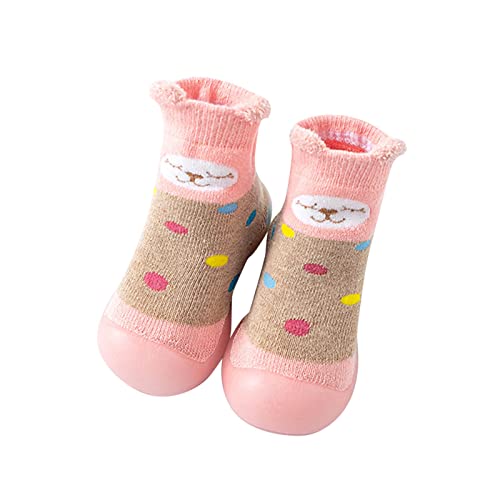 vejtmcc Baby Tier Cartoon Socken Schuhe Kleinkind Fleece WarmThe Floor Socken Rutschfeste Prewalker Schuhe Badeschuhe Mit Keilabsatz (Pink, 23 Toddler) von vejtmcc