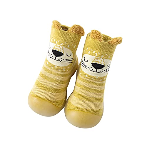 vejtmcc Baby Tier Cartoon Socken Schuhe Kleinkind Fleece WarmThe Floor Socken Rutschfeste Prewalker Schuhe Badeschuhe Mit Keilabsatz (Yellow, 25 Toddler) von vejtmcc