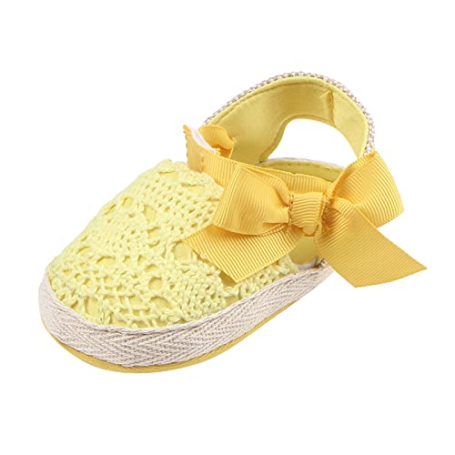 vejtmcc Bequeme Prewalker hohl Baby Schuhe Bogen zu Fuß Mädchen Kleinkind leichte Baby-Schuhe Lauflernschuhe Mit Gummisohle (Yellow, 19 Toddler) von vejtmcc