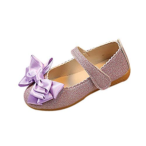 vejtmcc Bowknot Mode einzelne Schuhe Kinder Prinzessin Mädchen Nubuck Leather Baby Schuhe Turnschuhe Kinder 25 (Purple, 29) von vejtmcc