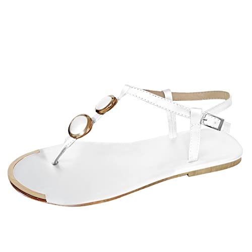 vejtmcc Damen Bequem RöMer Boho Glitzer Flip Flops Flache Schuhe, OrthopäDische Sandalen,Vintage Coole Mit Fussbett Sandaletten Sandalen - Strass Slingback Flache LäSsige Offene Zehentrenner von vejtmcc