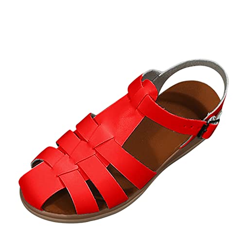 vejtmcc Damen Bequemschuhe - Frauen SchnüRschuhe Rekkingsandalen Outdoorsandalen, Sport Sandalen Geschlossene Sandale, Wandersandalen Sommer Strand Sandalen Mokassins Freizeit Flache Sandaletten von vejtmcc