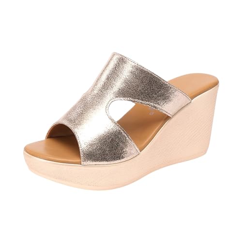 vejtmcc Damen Keilabsatz Sandalen Frauen Sommer Offene Schuhe Glitzer Plattform Flip Flops Freizeit Sommerschuhe, FrüHling Elegant Bequem Wedges, Keilabsatz Klassisch Plattform Schuhe von vejtmcc