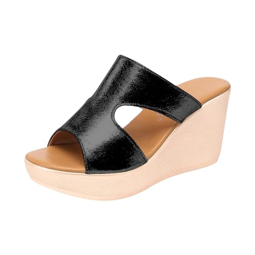 vejtmcc Damen Keilabsatz Sandalen Frauen Sommer Offene Schuhe Glitzer Plattform Flip Flops Freizeit Sommerschuhe, FrüHling Elegant Bequem Wedges, Keilabsatz Klassisch Plattform Schuhe von vejtmcc