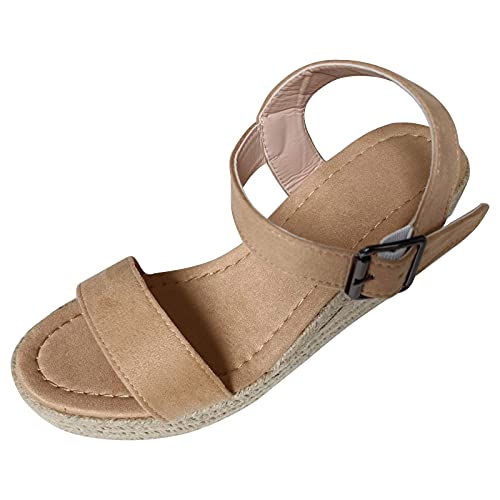 vejtmcc Damen Keilsandalen Wedge Sandals Open Toe Ankle Strap - Sandaletten Keilabsatz Sommer Riemchensandalen Damen Mit Absatz, Verstellbarem Riemen, Strandschuhe Sandalen Keilsandalen von vejtmcc