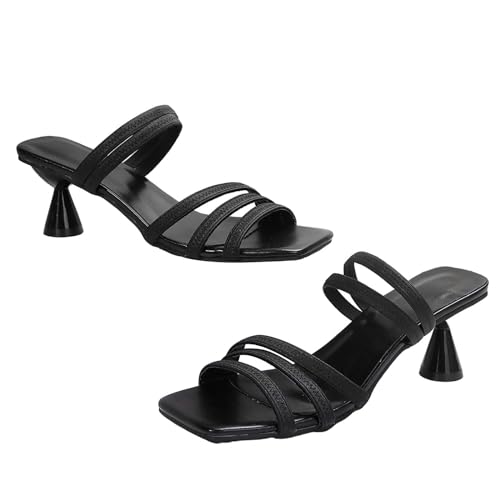 vejtmcc Damen Offene Zeh Mode Gladiator Niedrige Absatz Sandalen Bequem Sandaletten Sommer Elegant - Sommerschuhe Klassische Blockabsatz Schuhe - Sommerschuhe Strandsandalen Schwarz von vejtmcc