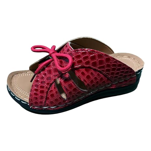 vejtmcc Damen Pantoletten, Frauen Slip On Vintage OrthopäDische ComfortfüßE Plantarfasziitis Arch Support, Sommer Badelatschen Leicht Outdoorsandale, Trekkingsandalen Orthotic Slides Sandalen von vejtmcc