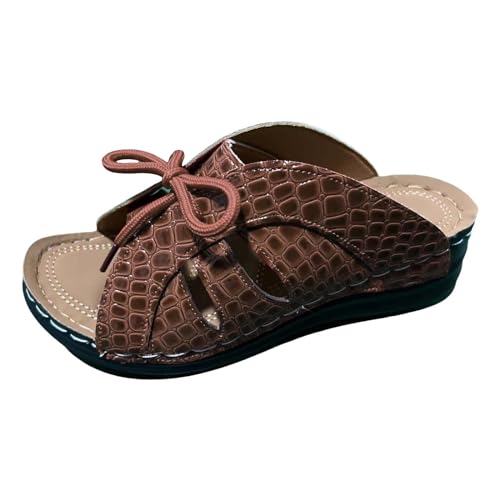 vejtmcc Damen Pantoletten, Frauen Slip On Vintage OrthopäDische ComfortfüßE Plantarfasziitis Arch Support, Sommer Badelatschen Leicht Outdoorsandale, Trekkingsandalen Orthotic Slides Sandalen von vejtmcc