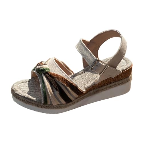 vejtmcc Damen Riemchensandalen, Frauen Sandalen Flach Komfort Wandersandalen Mit Fliege Dekoration Walking Schuhe, Frauen Outdoor Wasserdicht UnterstüTzung Sandalen FüR Strand, Modische Sandalen von vejtmcc