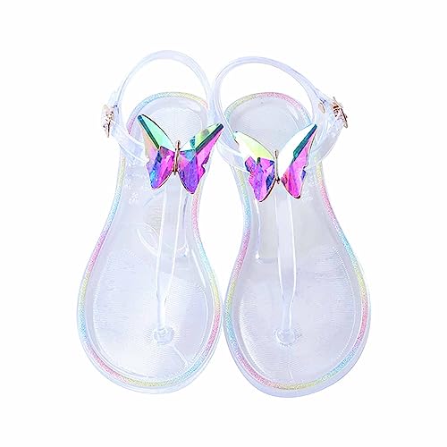 vejtmcc Damen Sandalen Flache Kunststoff RöMische Sandalen Transparente Schnallenschuhe Gummisandalen, Elegant Flip Flops Kristall Strandschuhe, Offener Zeh Sandals, Frauen MäDchen Sandaletten von vejtmcc