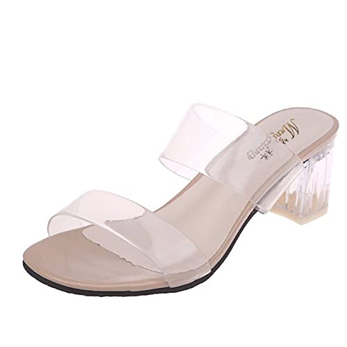 vejtmcc Damen Sandalen Pantoletten Transparente Mules Sommer Party Schuhe High Heels Lack Absatzschuhe，Bequeme Sandaletten Frauen Mode Sommerschuhe, Wanderschuhe FüR Party Hausschuhe von vejtmcc