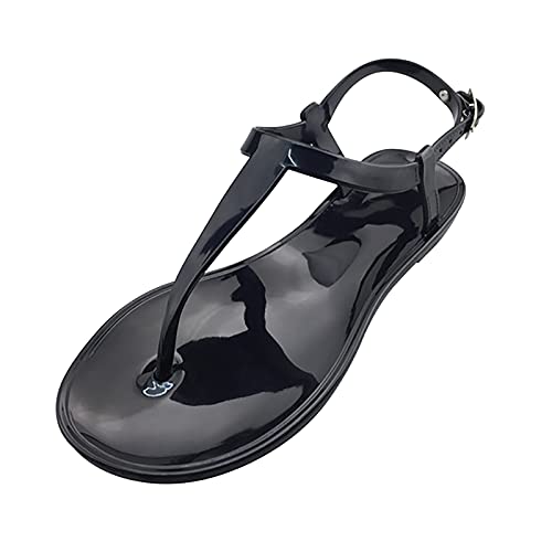 vejtmcc Damen Sandalen Sommer Flip Flops Leder BöHmische Stil Flach Zehentrenner RöMersandalen, Freizeit Plateau Rutschfeste Sandaletten Sportsandalen Einfache Wanderschuhe FüR Strand von vejtmcc