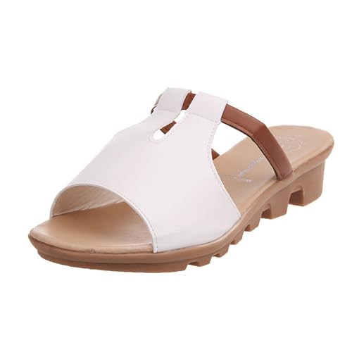 vejtmcc Damen Sommer Pantoletten Bequeme Sandalen Elegant & Strand Frauen Strandsandalen, Leichte Flach Strand Sommer Modern Plateau Sommerschuhe | Pantoffeln Keilsandalen Riemchensandalen von vejtmcc