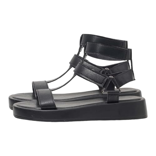 vejtmcc Damen Sommerschuhe Flach Elastische Sandalen Elegante - Plateau-Sandalen Zum HineinschlüPfen, KnöChelriemen, Keilabsatz-Sandalen Wedges FüR Frauen - Bequeme Plateau Schuhe von vejtmcc