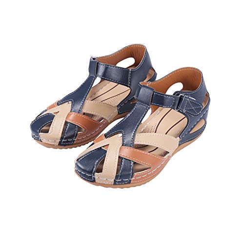 vejtmcc Damen Trekkingsandalen, OrthopäDische Schuhe, Rutschfeste Wedge Round Toe Sandalen Schuhe Arch Support, Wandern Sandalen Mit OrthopäDische Sommer Geschlossene Zehe Sandalen von vejtmcc