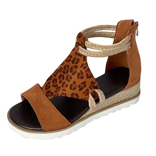 vejtmcc Damen Weiche Sandalen RöMische Schuhe, Modische Damensandalen FüR Die - Oberbekleidung Neue Schuhe Mit Weichen Sohlen, Sommer Strand Damen-Keilschuhe Keilriemen Sandale Leger von vejtmcc