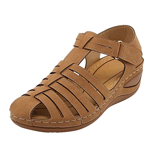 vejtmcc Geschlossene Zehensandalen FüR Damen Sommer, Elegante Keilsandalen Wandersandalen Bequem | AusgehöHlt | Outdoorsandalen Sport Sandalen Geschlossene Sandale | Sommer Strand Sandalen von vejtmcc