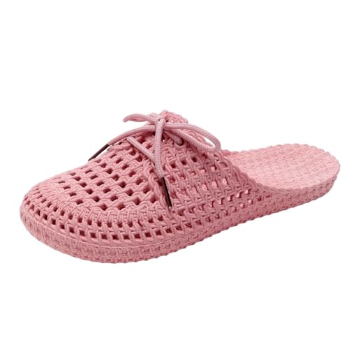 vejtmcc Hausschuhe Damen Bequem Clogs rutschfeste Pantoletten Leicht Gartenschuhe Rosa SchnüRsandalen, Verstellbar rutschfest Outdoor Flip Flops, Strandschuhe, Atmungsaktiv Trekkingsandalen von vejtmcc