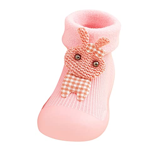 vejtmcc Kinder Kleinkind Baby Mädchen Solide Warm Stricken Weiche Sohle Gummischuhe Socken Pantoffel Strumpf Ballettschuhe Mädchen (Pink, 26-27) von vejtmcc