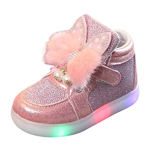 vejtmcc Kinder LED-Karikatur Kinder leuchtende Schuhe Kinderkaninchen Sport Baby Schuhe Schuhe Glitzer Mädchen (Pink, 3-3.5 Years) von vejtmcc