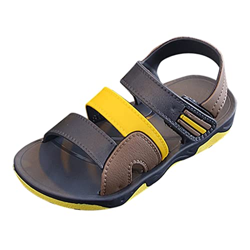 vejtmcc Kinder Mode Sommer Sandalen Strand Outdoor Kinder Schnalle Rutschfeste Flache Baby Mädchen Schuhe Kleinkind Junge Sandalen (Yellow, 27 Toddler) von vejtmcc