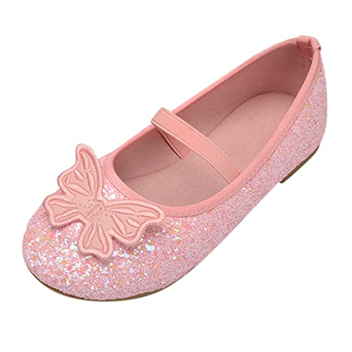 vejtmcc Kinderschuhe Flache Schuhe Kristallschuhe mit Pailletten Bowknot Mädchen Tanzschuhe Schuhe 25 Mädchen (Pink, 25 Toddler) von vejtmcc