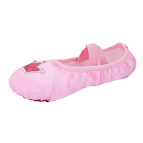 vejtmcc Kindertanzschuhe Balletttanzschuhe Körpertrainingsschuhe Satin bestickte Yogaschuhe Sneaker Damen Laufschuhe (Pink, 26 Toddler) von vejtmcc