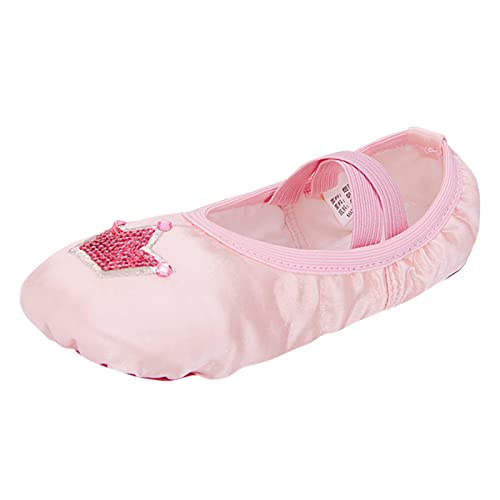 vejtmcc Kindertanzschuhe Balletttanzschuhe Körpertrainingsschuhe Satin bestickte Yogaschuhe Sneaker Damen Laufschuhe (Rose Gold, 28 Little Child) von vejtmcc