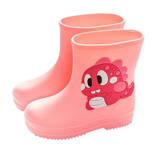 vejtmcc Klassische Regenstiefel PVC Gummi Wasserschuhe Wasserdichte Regenstiefel Baby Cartoon Schuhe Gefüttert Kinder (Pink, 27 Toddler) von vejtmcc