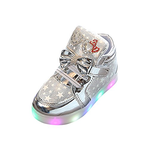 vejtmcc Kleinkind Baby Fashion- Star Luminous Kinder beiläufige Bunte leichte Schuhe Sportschuhe 23 (Sliver, 26) von vejtmcc