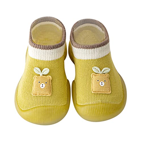 vejtmcc Kleinkind-Kind-Säuglings-Neugeborenes-Baby-Mädchen-Schuhe Erste -niedliche Karikatur-Antislip Wearproof-Socken-Schuh-Krippen-Schuhe Prewalker-Sneaker Sneaker Outdoor (Yellow, 20 Infant) von vejtmcc
