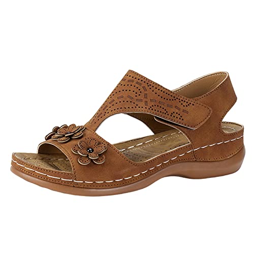 vejtmcc Lederschuhe Sandalen Sandalette Bohemian Flache Zehentrenner Sandaletten Bequeme Hausschuhe Outdoor Strand Clogs & Pantoletten FüR Damen, Vintage RöMersandalen, Bunte Badelatschen von vejtmcc